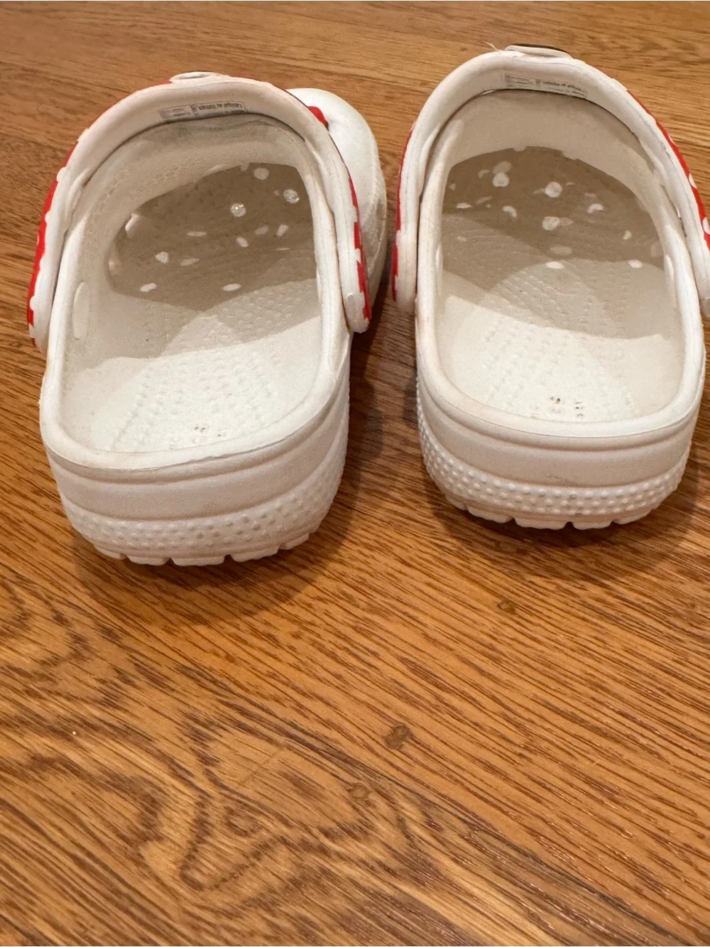 CROCS Disney Minnie Mouse White Kids' Clogs, Red Polka Dot Bow Sz 7C